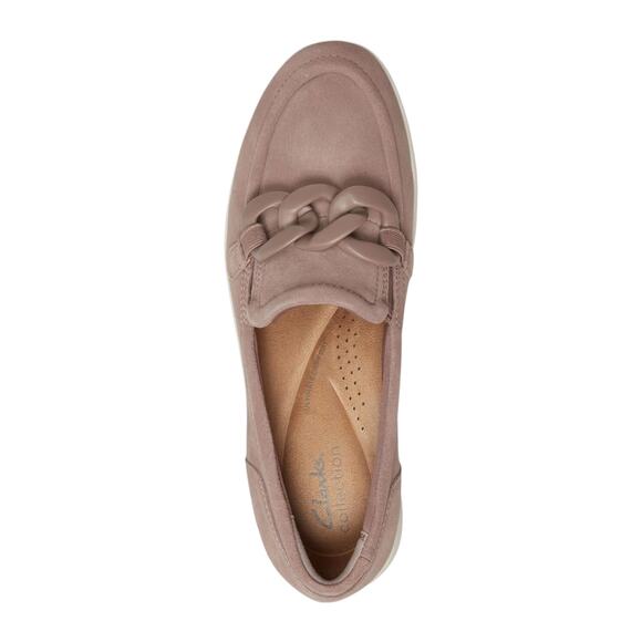 Clarks Women's Zylah May Suede Low Wedge Heel Loafers Mauve Size 9 1/2 - Picture 4 of 5